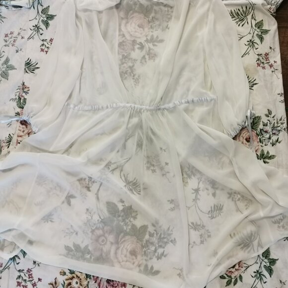 Vintage Oscar De La Renta Pink Label Robe Large White 0412 - Picture 6 of 6